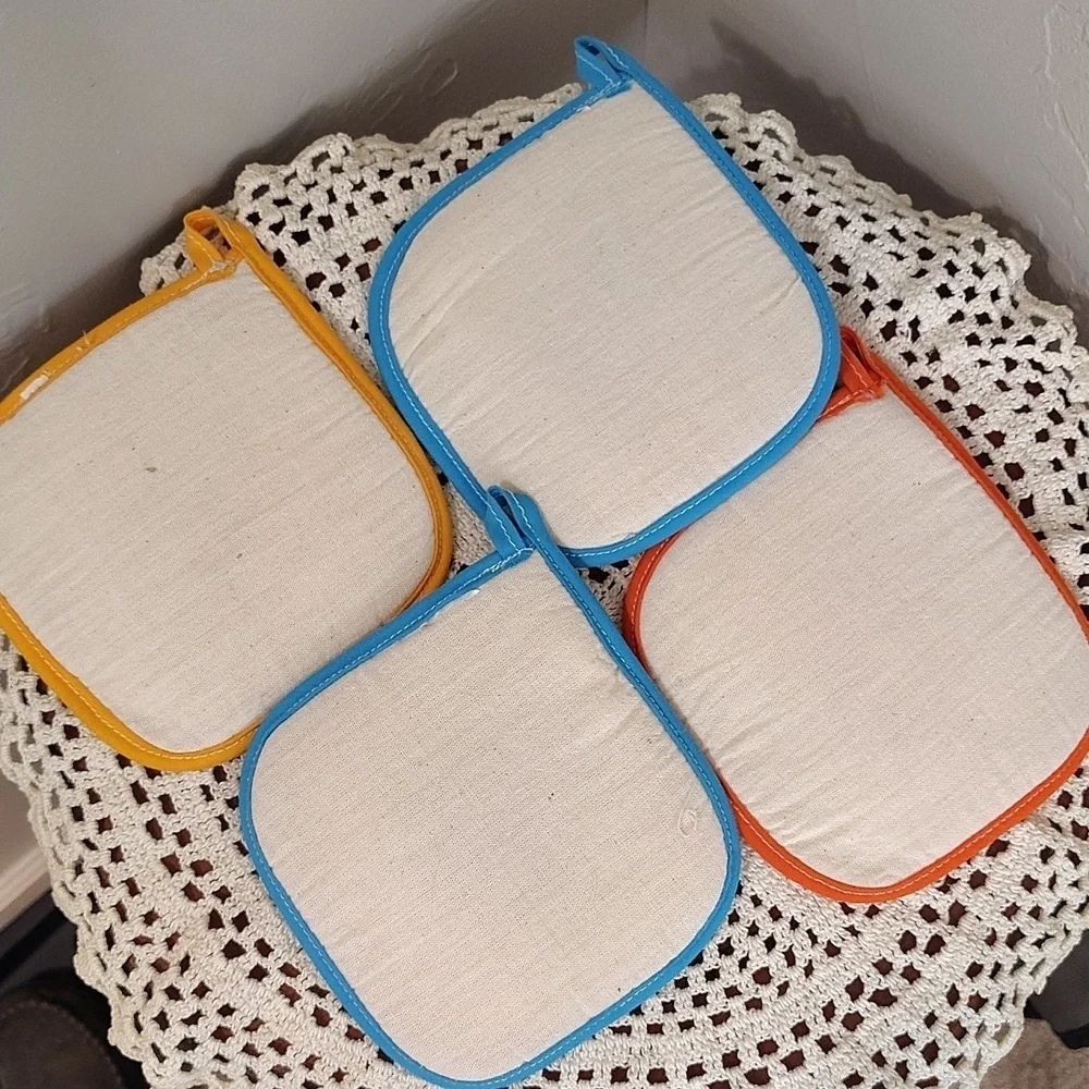 Mexico Potholders Hotpads Applique Embroidered Set Of 4 5x5